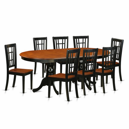 9  PC  Dining  room  set-Dining  Table  with  8  Wooden  Dining  Chairs