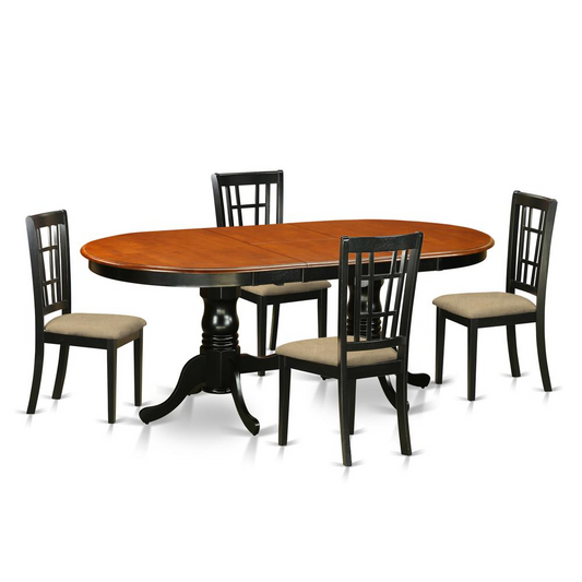 PLNI5-BCH-C 5 PC Dining room set-Dining Table with 4 Wooden Dining Chairs