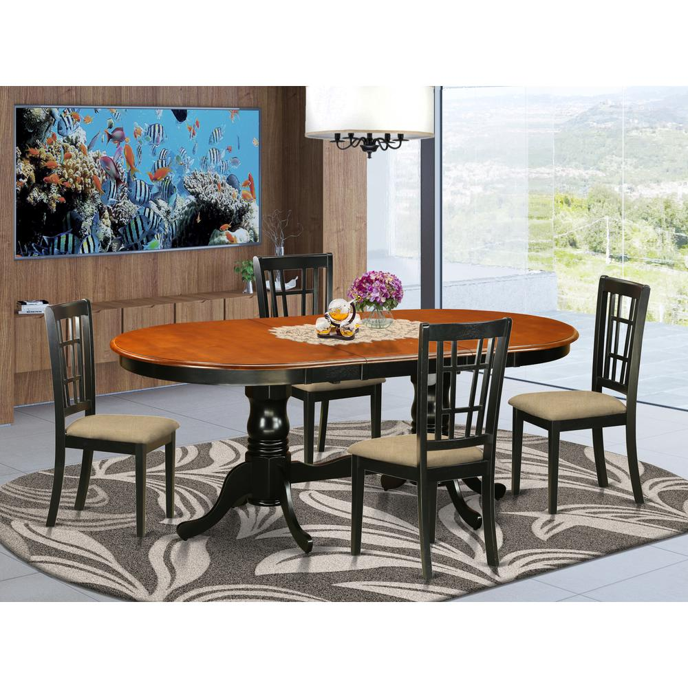 PLNI5-BCH-C 5 PC Dining room set-Dining Table with 4 Wooden Dining Chairs