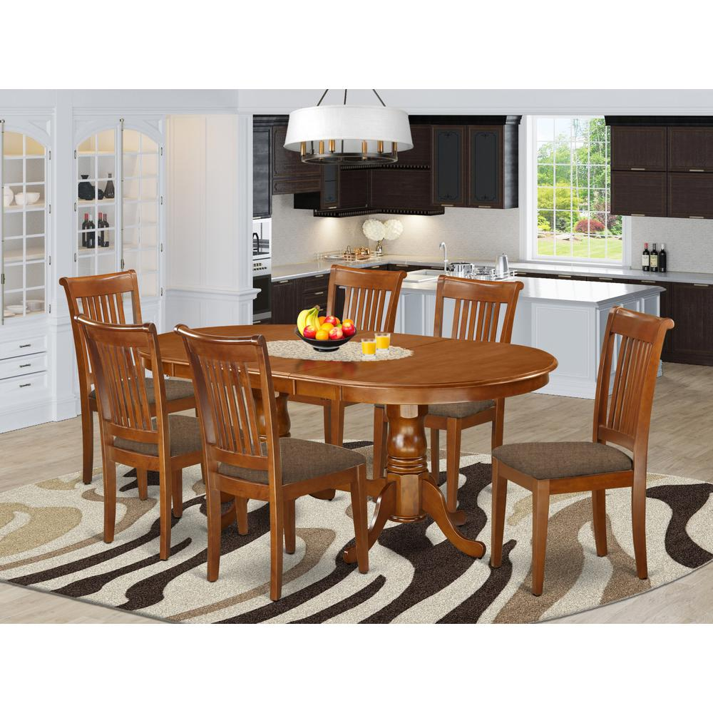 PLPO7-SBR-C 7 Pc formal Dining room set-Dining Table plus 6 Dining Chairs