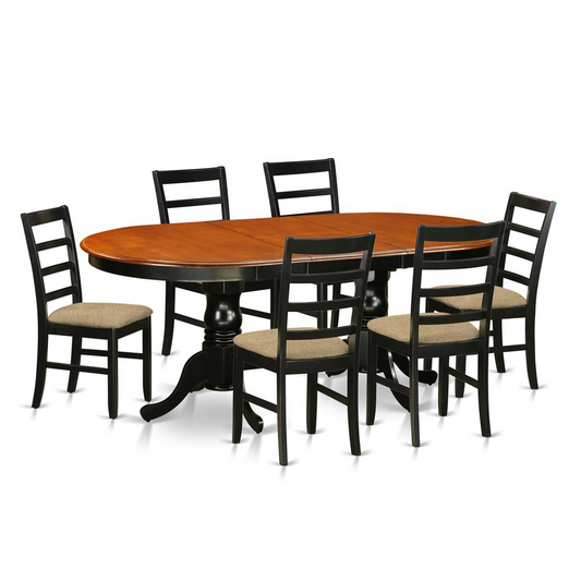 PLPF7-BCH-C 7 PC Dining room set-Dining Table with 6 Wooden Dining Chairs