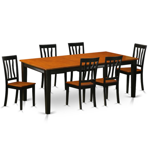 7  PC  Dining  set-Dining  Table  with  6  Wooden  Dining  Chairs