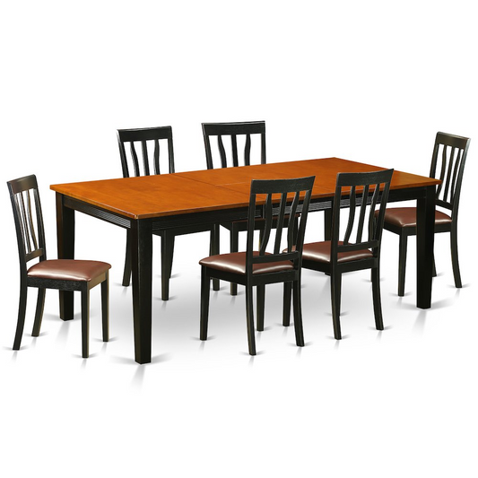 7  PC  Dining  set-Dining  Table  with  6  Wooden  Dining  Chairs