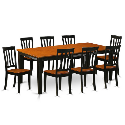 9  PC  Dining  set-Dining  Table  with  8  Wooden  Dining  Chairs