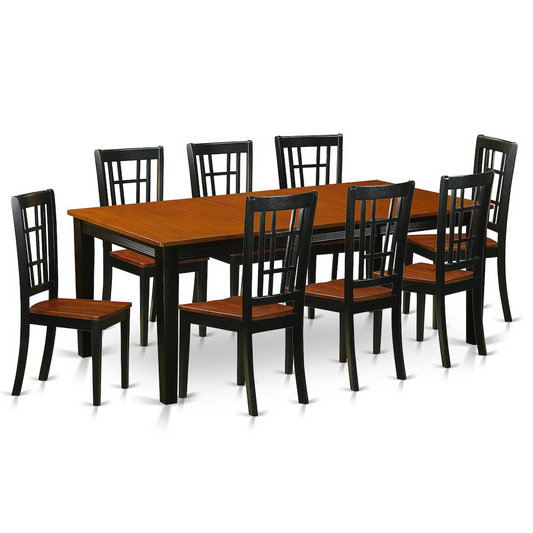 9  PC  Dining  room  set-Dining  Table  with  8  Wooden  Dining  Chairs