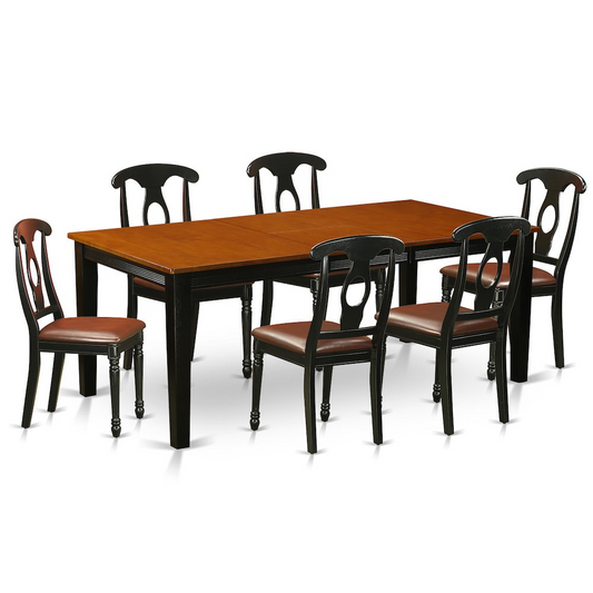 7  PC  Dining  set-Dining  Table  with  6  Wooden  Dining  Chairs