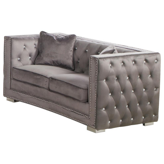 Ruby Embellished Tufted Living Room Loveseat