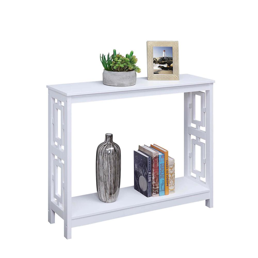 Town Square Console Table with Shelf, White