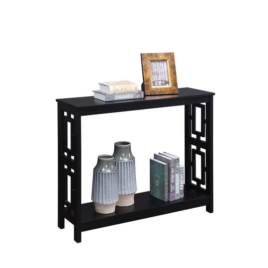 Town Square Console Table with Shelf, Black