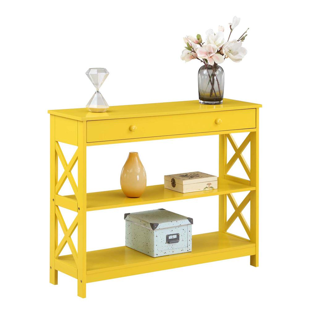 Oxford 1 Drawer Console Table with Shelves, Yellow