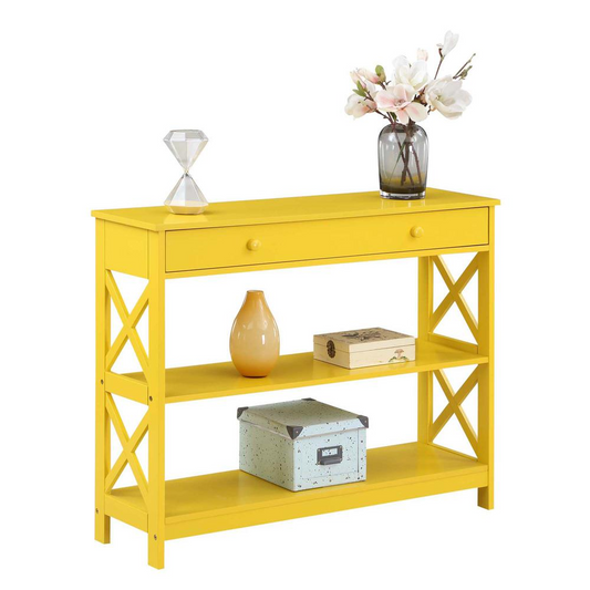 Oxford 1 Drawer Console Table with Shelves, Yellow