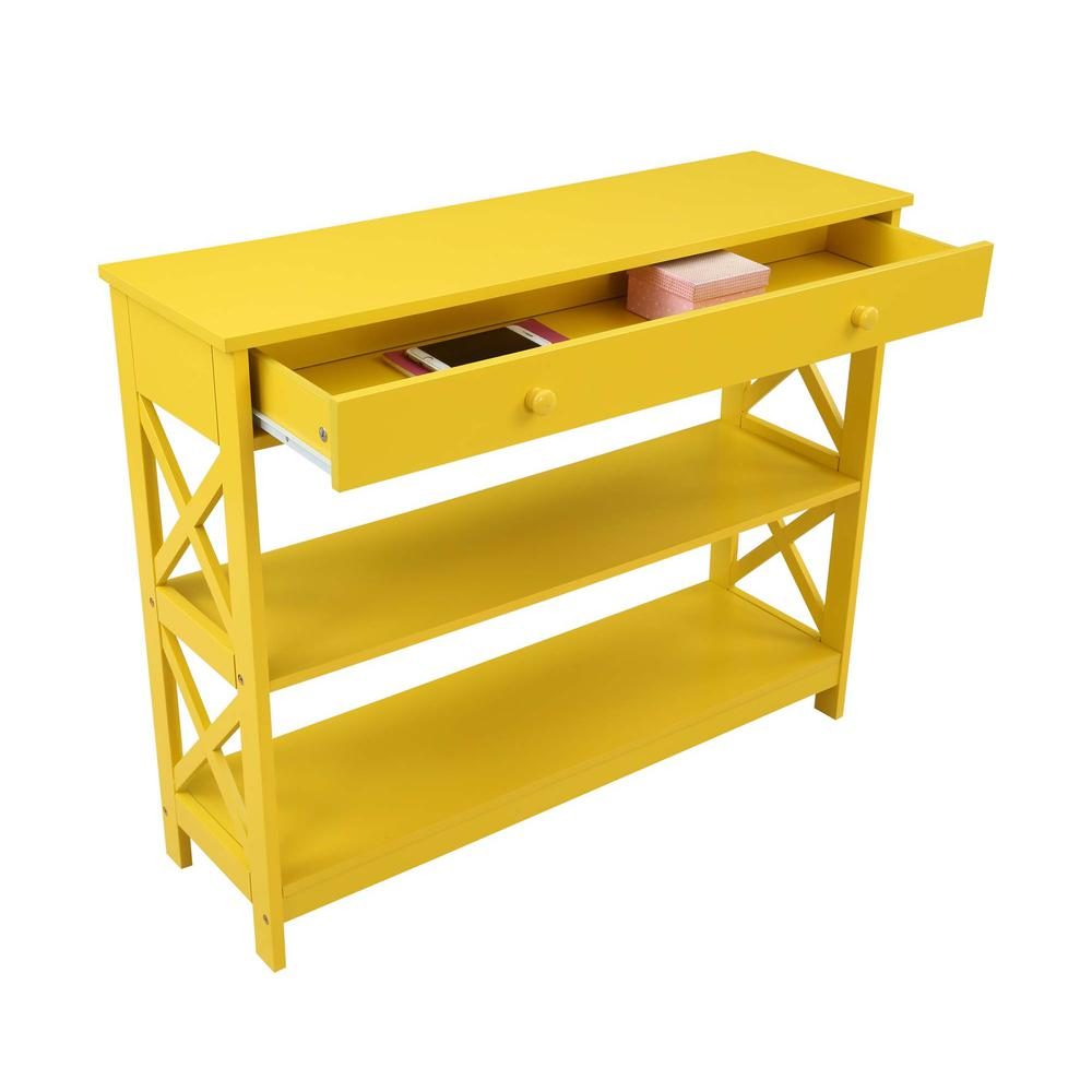 Oxford 1 Drawer Console Table with Shelves, Yellow