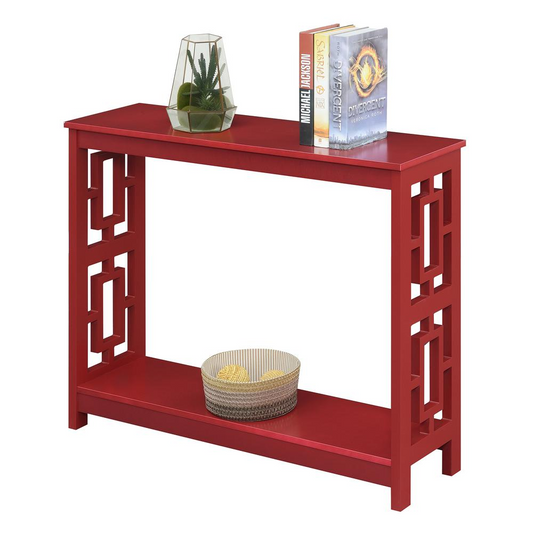 Town Square Console Table with Shelf, Cranberry Red