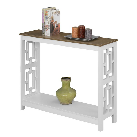 Town Square Console Table with Shelf, Driftwood/White