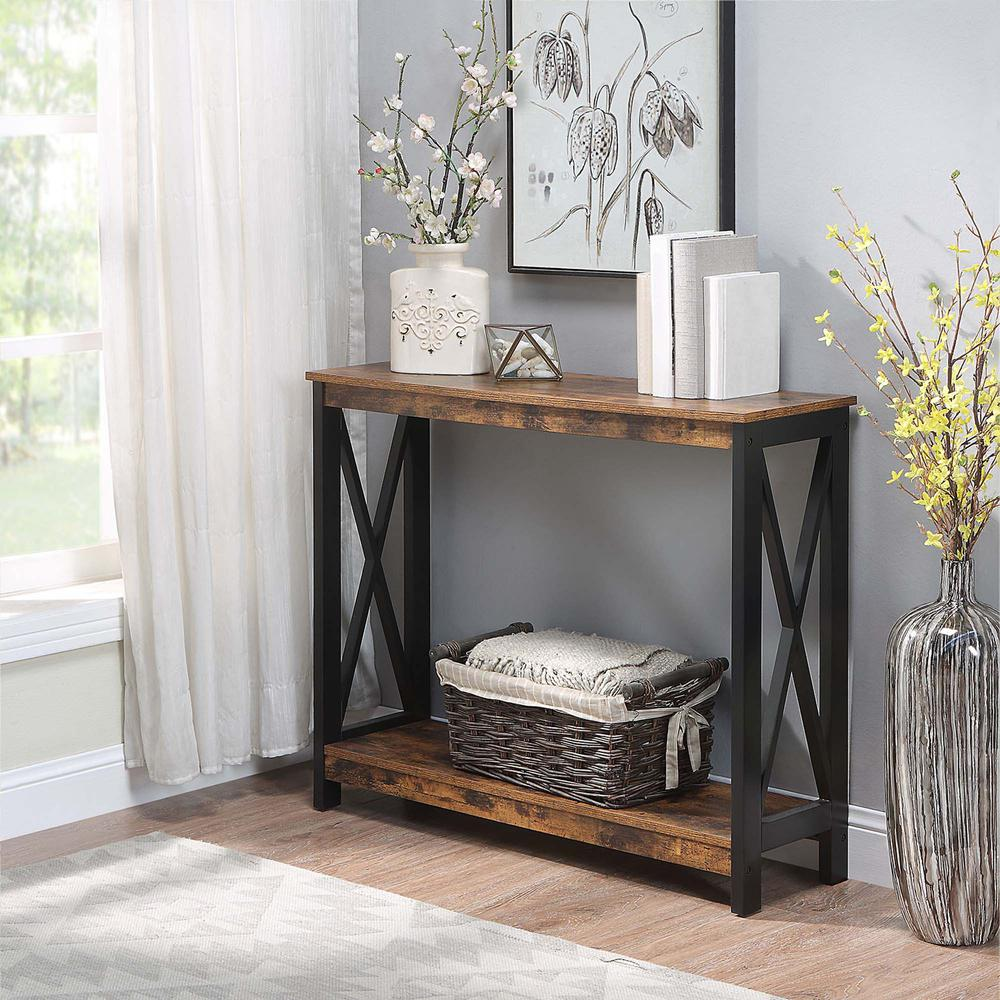 Oxford Console Table with Shelf Barnwood/Black