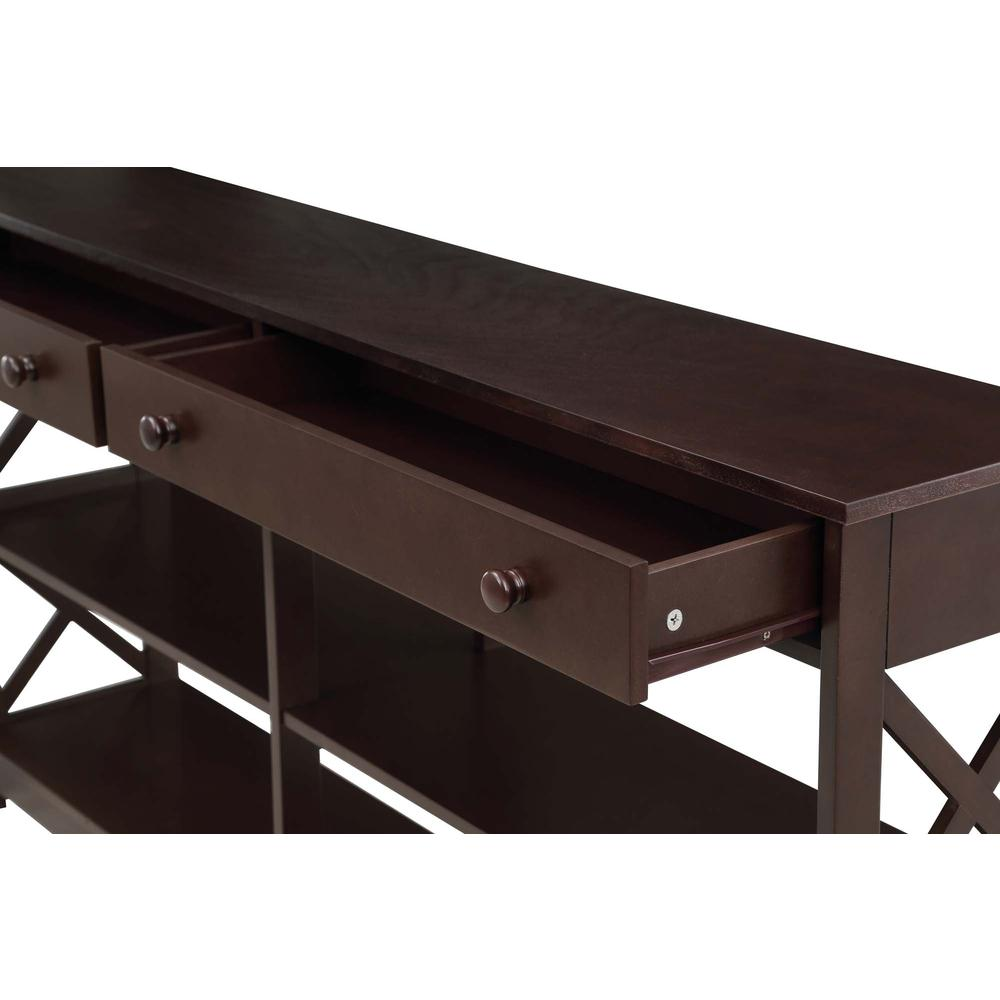 Oxford 2 Drawer 60 inch Console Table with Shelves, Espresso