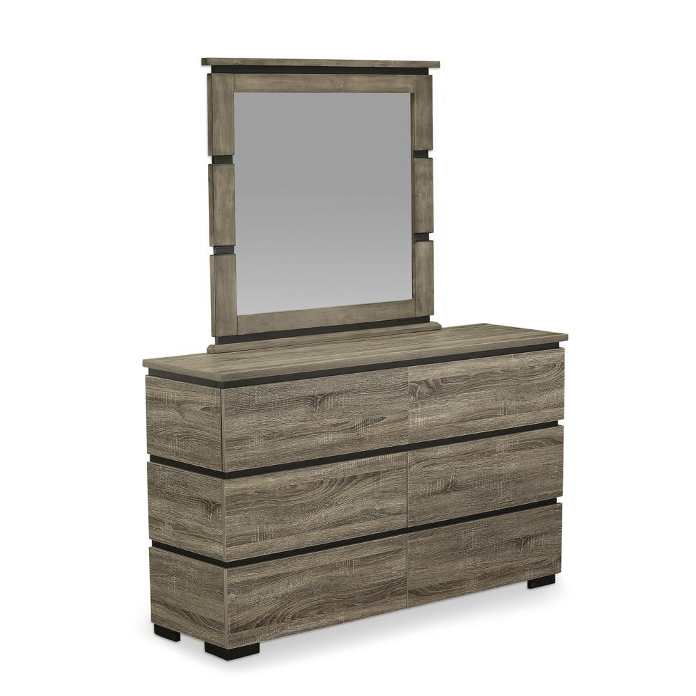 East West Furniture Savona Dresser and Mirror in Antique Gray Finish