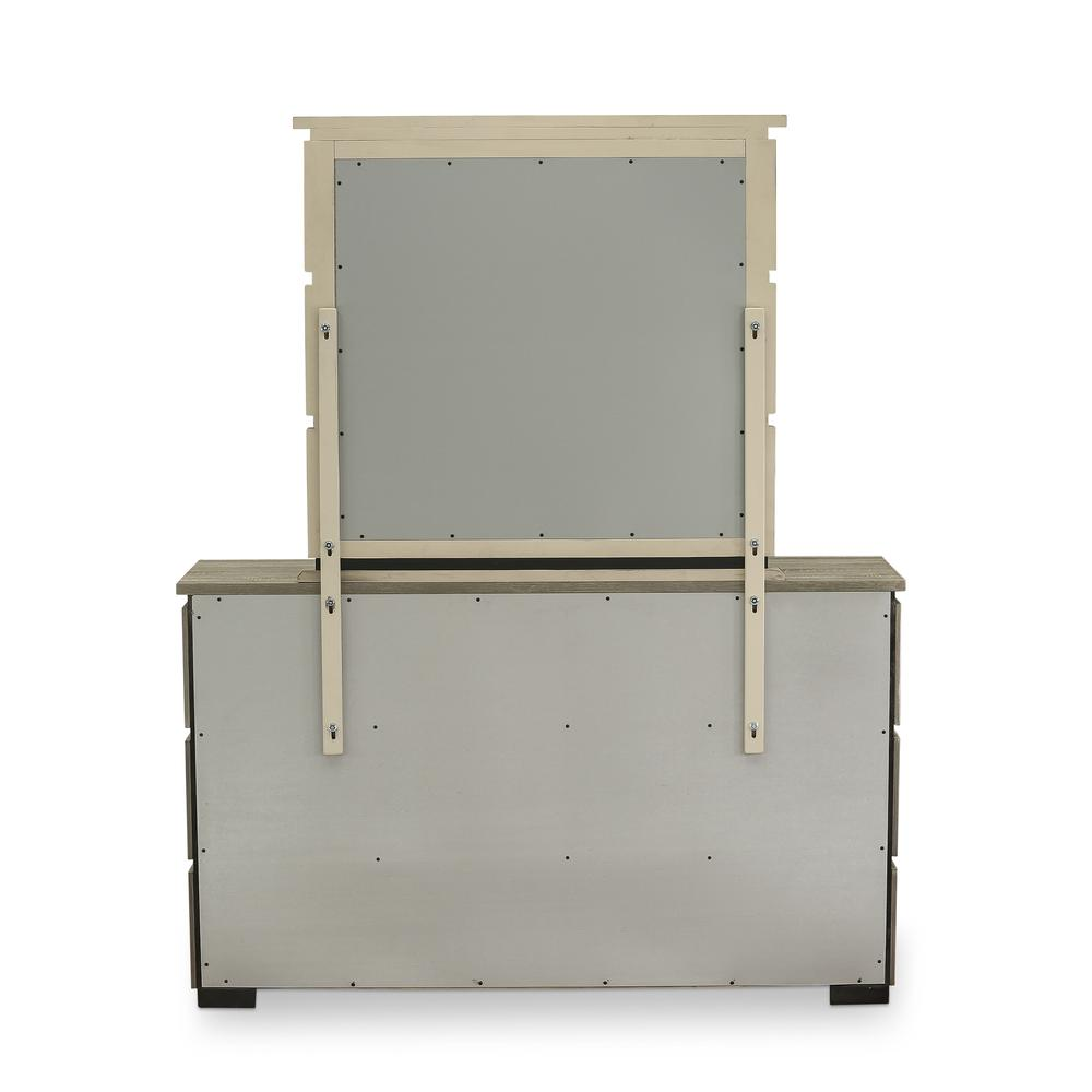 East West Furniture Savona Dresser and Mirror in Antique Gray Finish