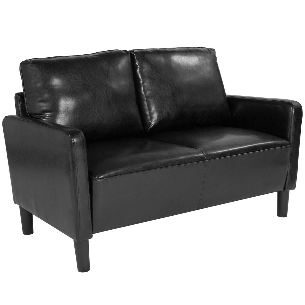 Washington Park Upholstered Loveseat in Black LeatherSoft