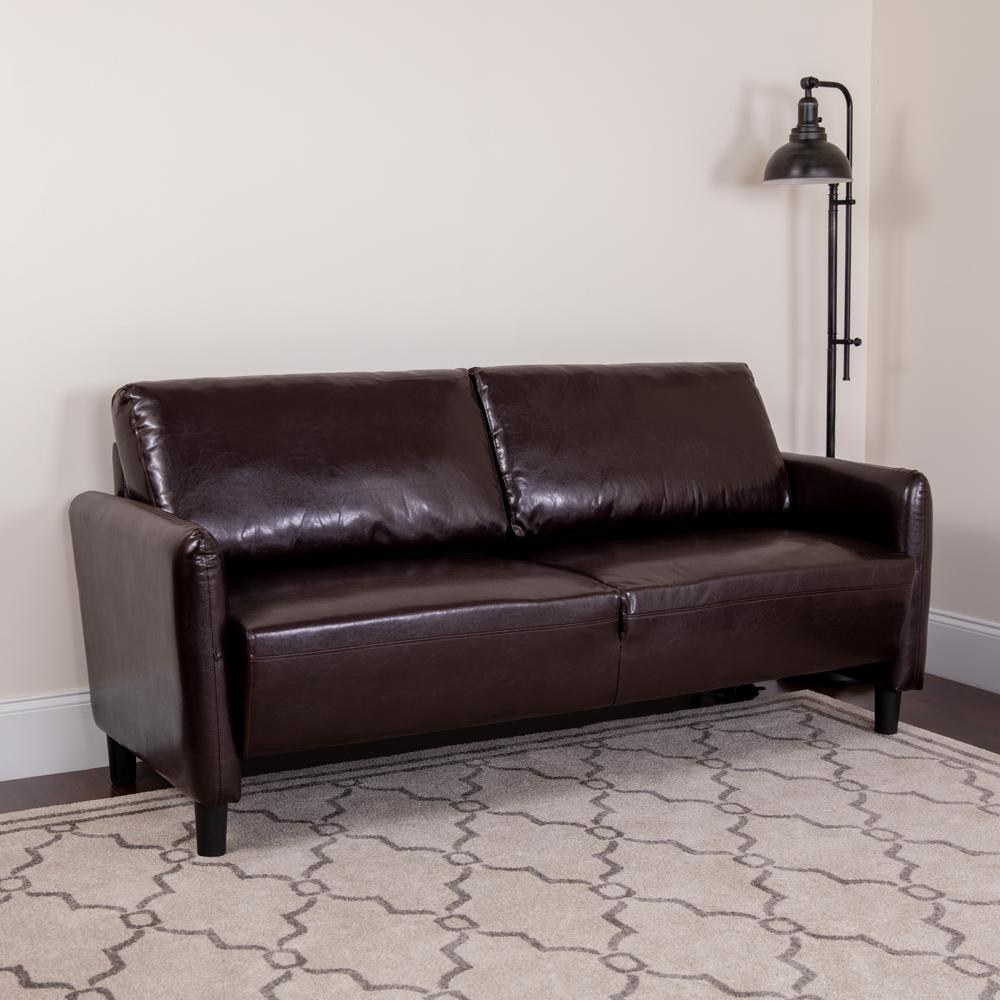 Candler Park Upholstered Sofa in Brown LeatherSoft