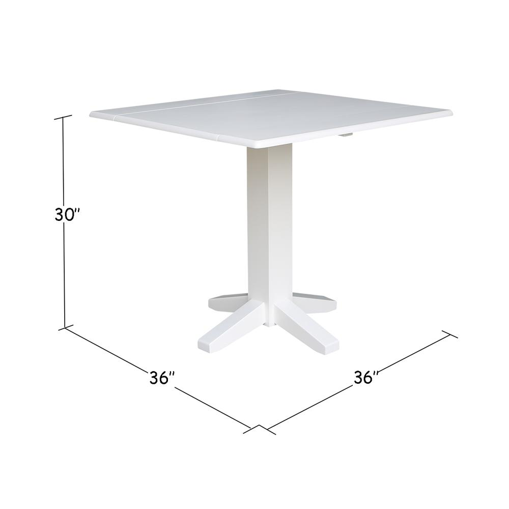 36" Square Dual Drop Leaf Dining Table , White