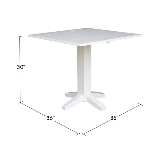 36" Square Dual Drop Leaf Dining Table , White