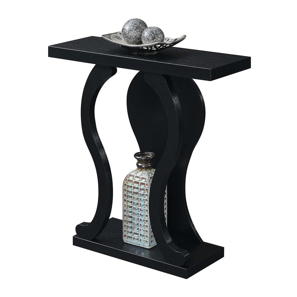 Newport Terry B Console Table with Shelf, Black Faux Marble/Weathered Gy