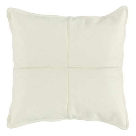 Kosas Home Cheyenne 100% Leather 22" Throw Pillow, Ivory