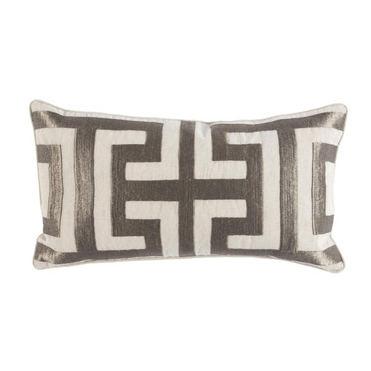 Kosas Home Carly Embroidered 14x26 Throw Pillow, Platinum