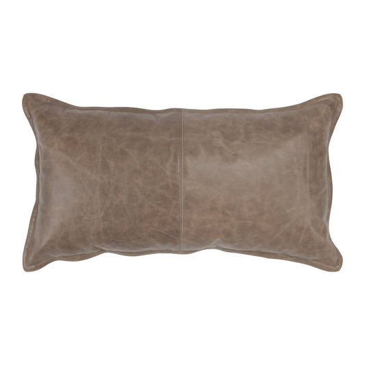 Kosas Home Cheyenne 100% Leather 22" Throw Pillow, Taupe