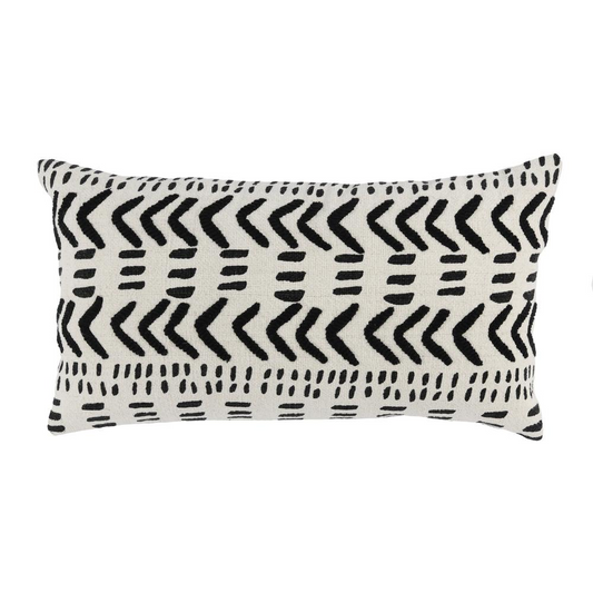 Cally 14"x26" Throw Pillow, Ivory/Black