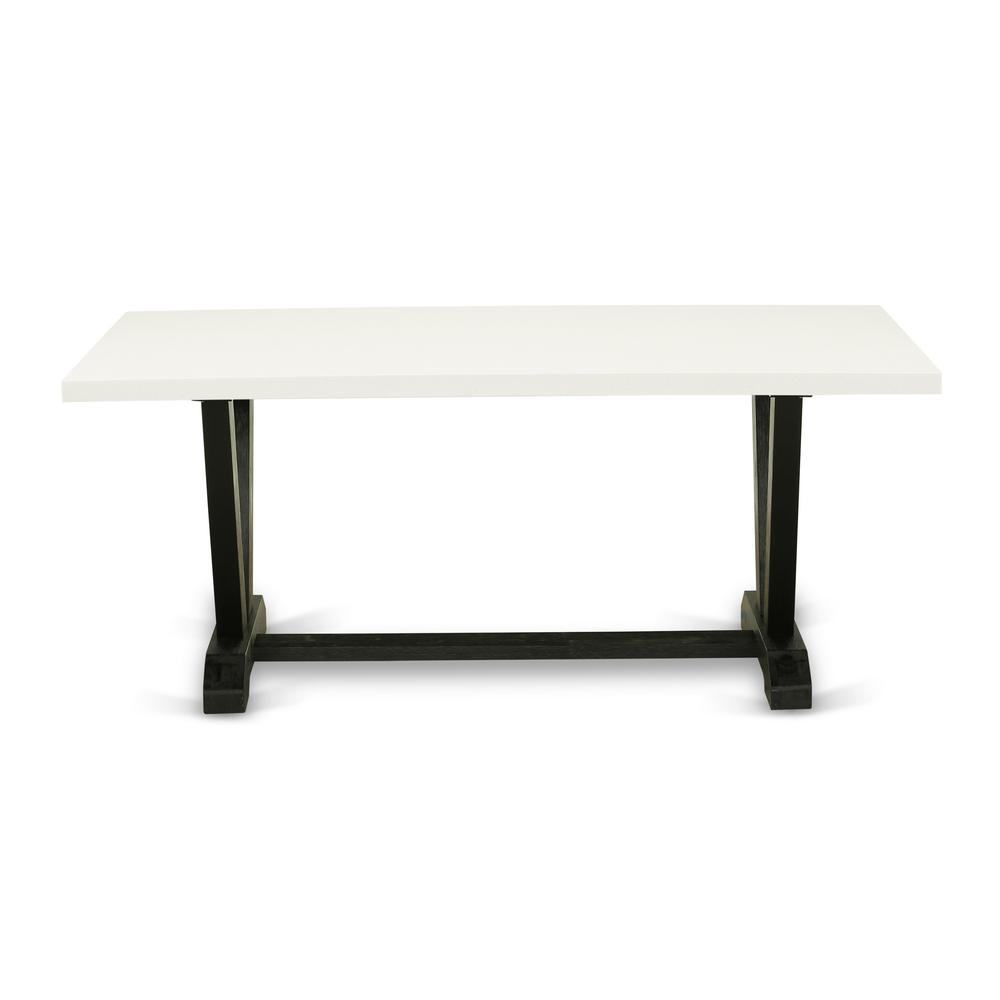 Dining Table Wire brushed Black & Linen White, VT627