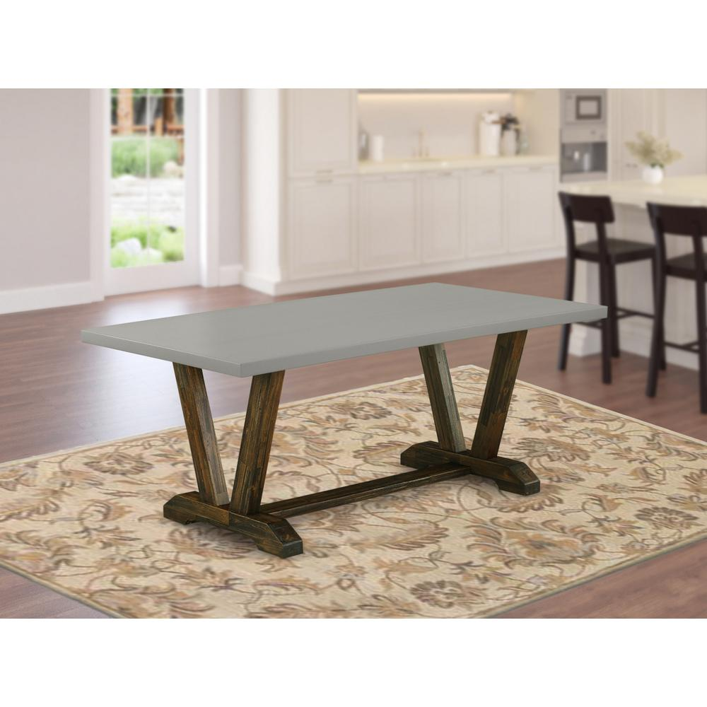 Dining Table Distressed Jacobean & Cement, VT797