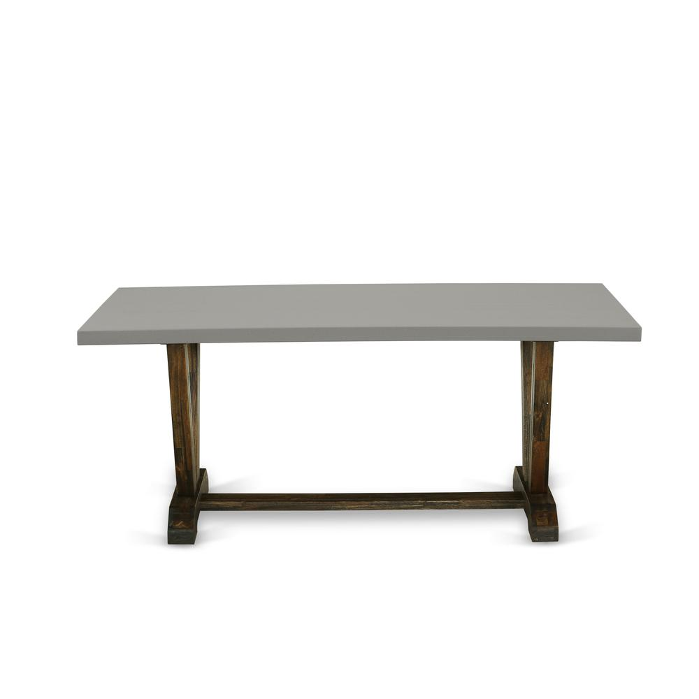 Dining Table Distressed Jacobean & Cement, VT797