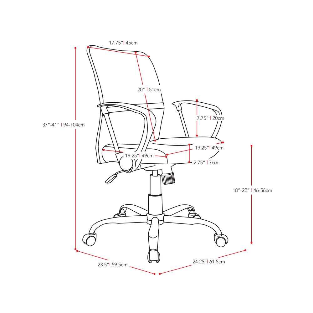 Workspace Office Chair with Contoured Dark Grey Mesh Back