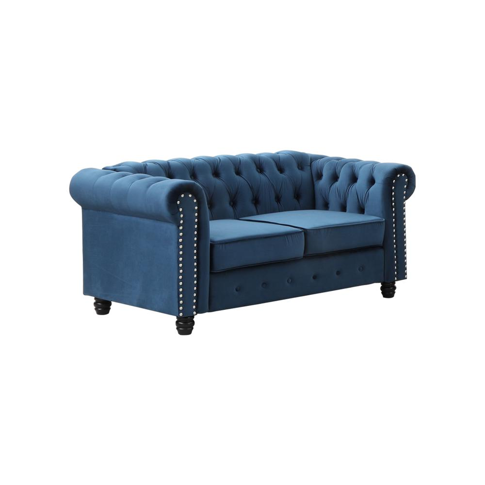 Venice 61" Tufted Velvet Loveseat, Blue