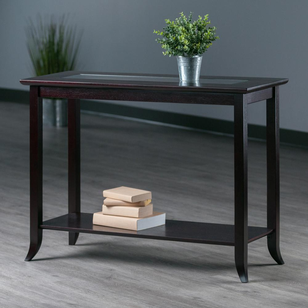 Genoa Rectangular Console Table with Glass and shelf