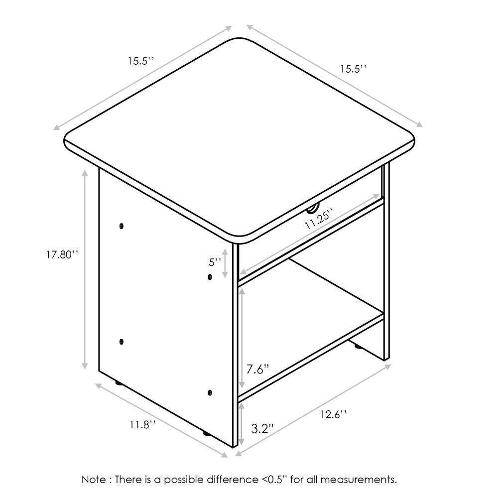 Furinno Dario End Table/ Night Stand Storage Shelf with Bin Drawer, Pink/Light Pink