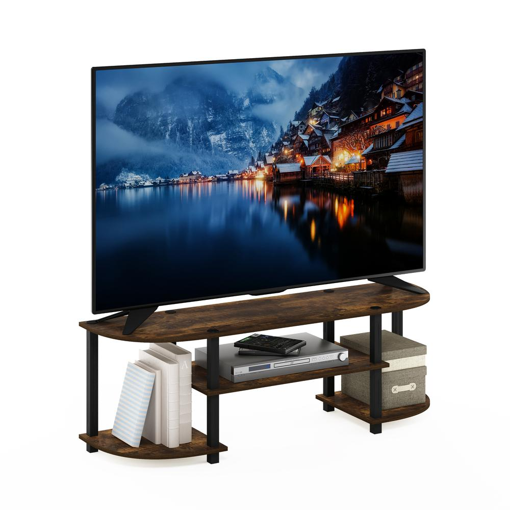 Furinno Turn-S-Tube Wide TV Entertainment Center, Amber Pine/Black