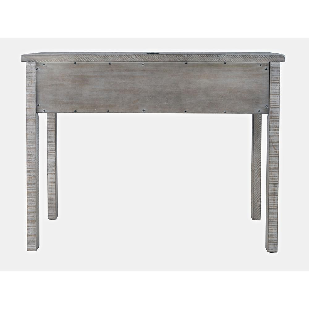 North Coast 42" Washed Finish Three Drawer USB Charging Console Table in Grey Wash