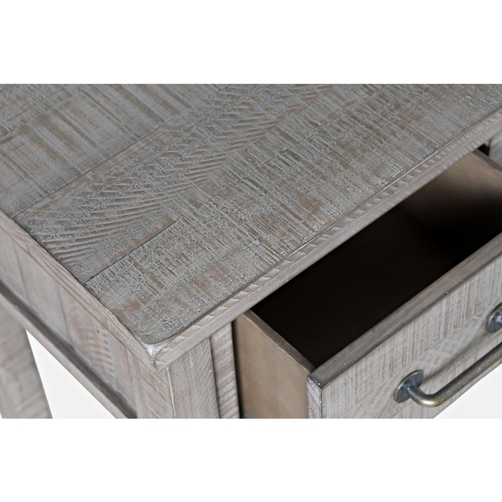 North Coast 42" Washed Finish Three Drawer USB Charging Console Table in Grey Wash