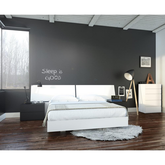 Melrose 5 Piece Queen Size Bedroom Set, Black & White