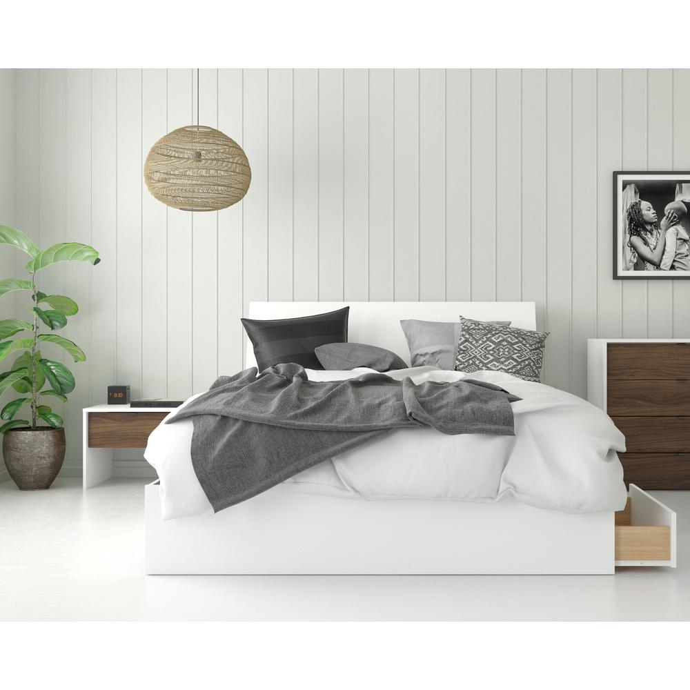 Sahara 3 Piece Queen Size Bedroom Set, White & Walnut