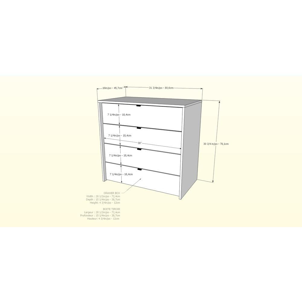 Modus 4 Piece Queen Size Bedroom Set, Walnut & White