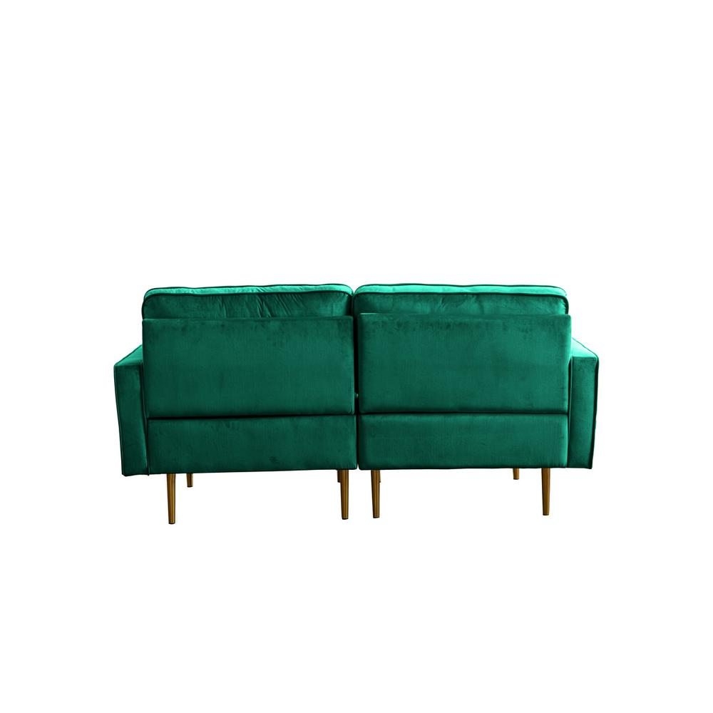 Theo Green Velvet Loveseat with Pillows