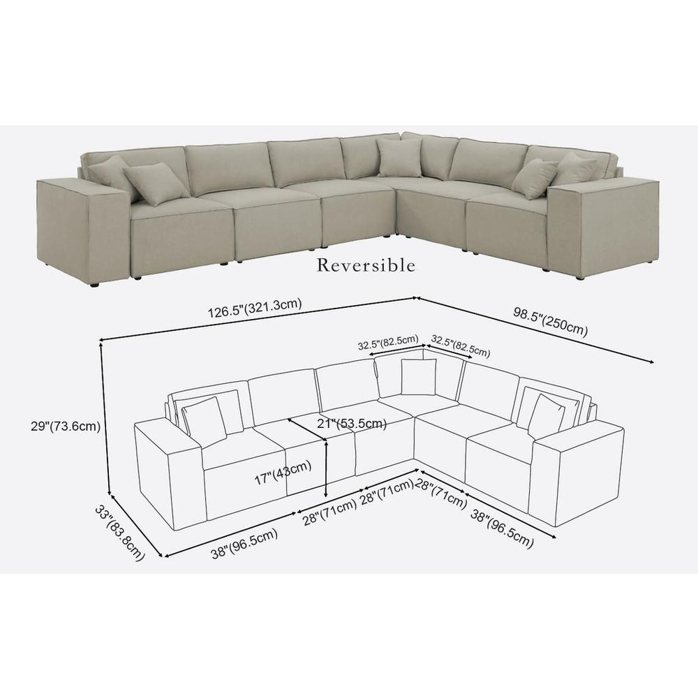 LILOLA Janelle Modular Sectional Sofa in Beige Linen