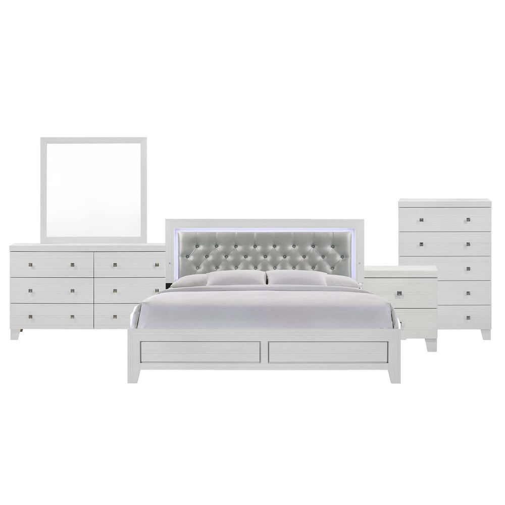 Picket House Furnishings Icon King Panel 5PC Bedroom Set in White