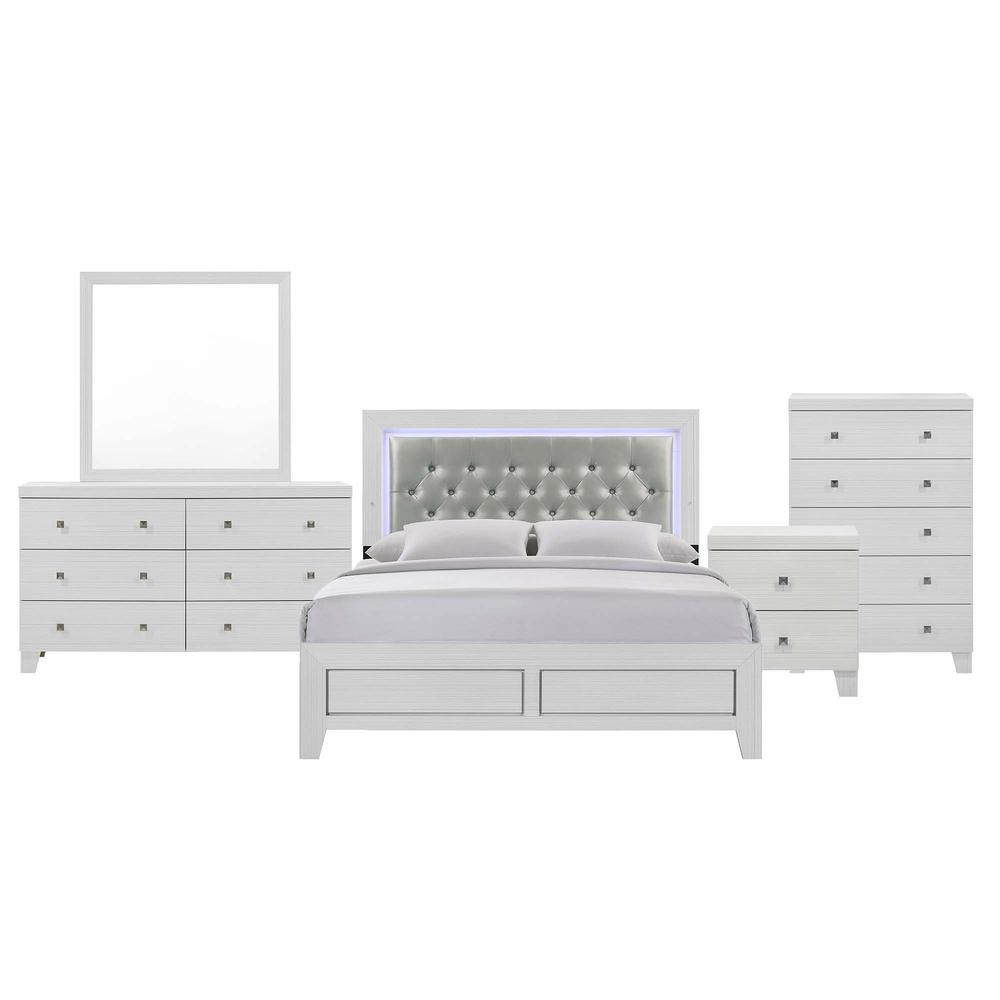 Picket House Furnishings Icon Queen Panel 5PC Bedroom Set in White