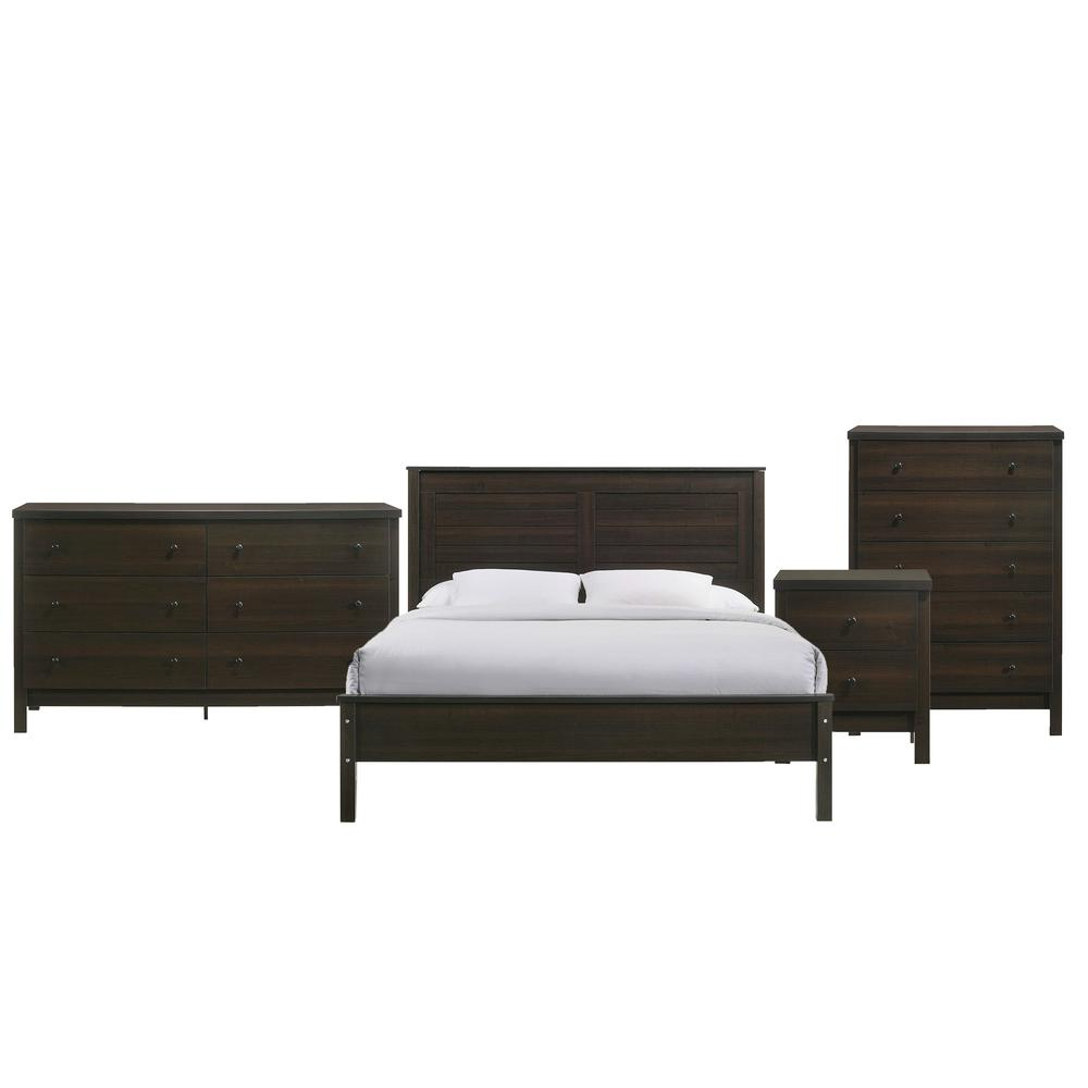 Picket House Furnishings Cian Queen Panel 4PC Bedroom Set in Espresso