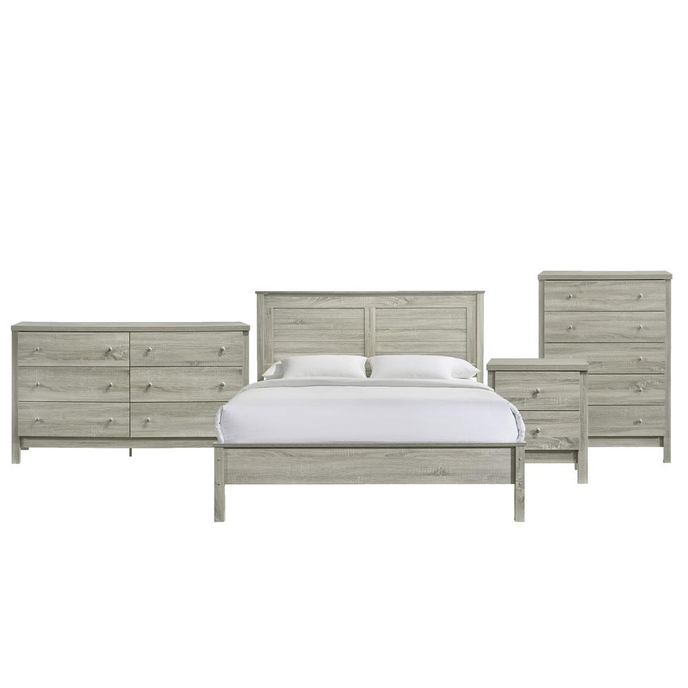 Picket House Furnishings Cian Queen Panel 4PC Bedroom Set in Grey